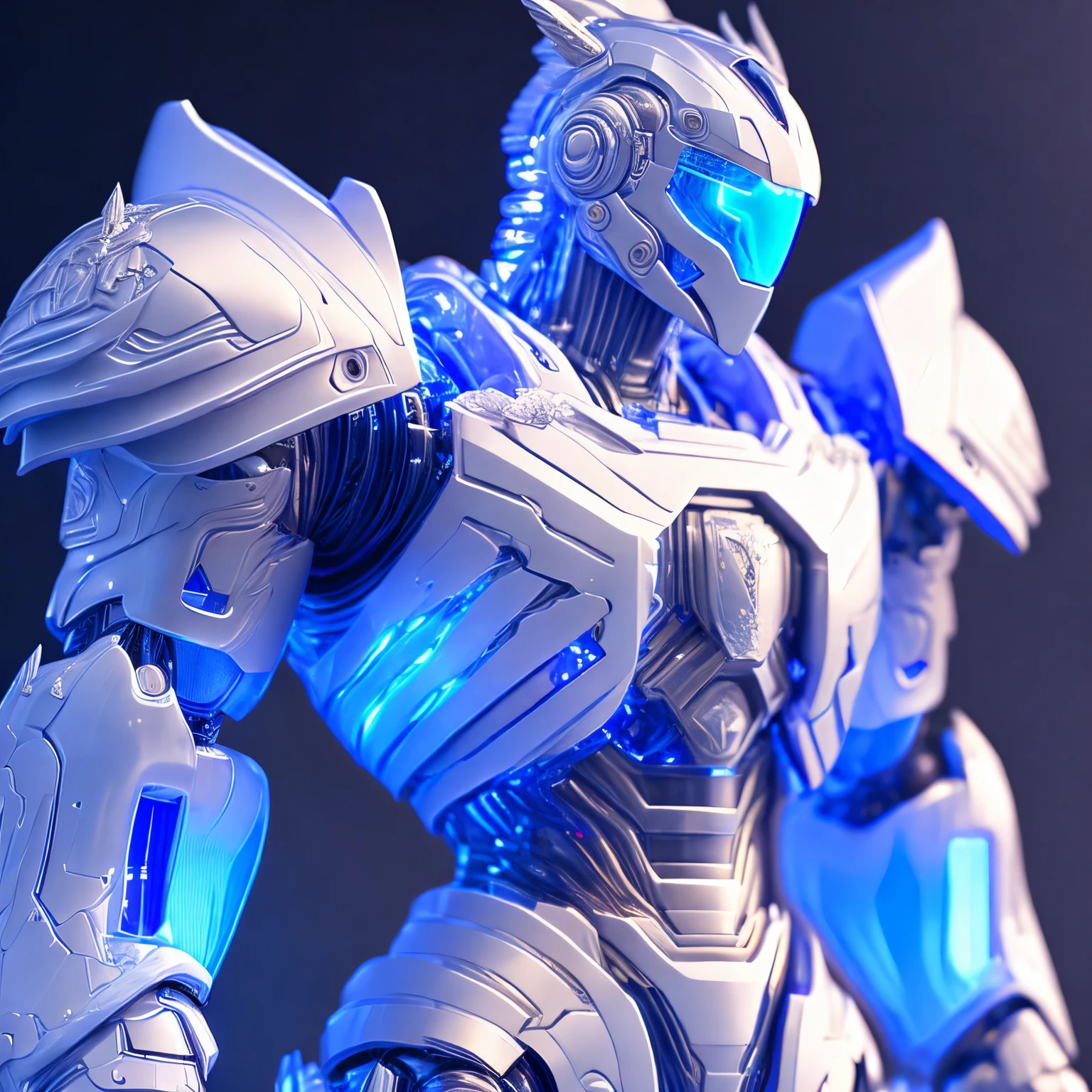 super high quality, (8k, RAW photo, realistic), robot warrior ice sculpture, mecha warrior ice sculpture detailed and delicate depiction and flashy and dynamic painting method, iridescent, professional lighting