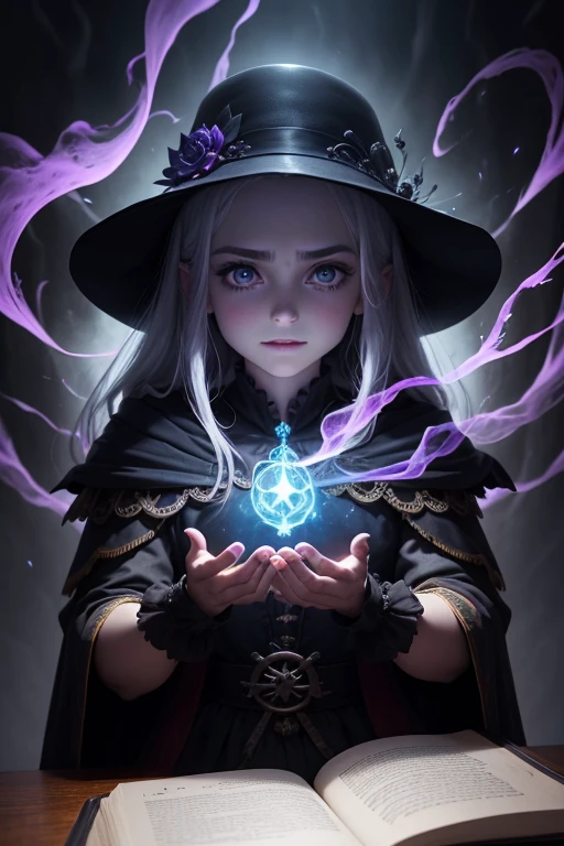 bruxo do mal, Magia negra, Ancient spell book, Swirling smoke, menacing smile, Capa misteriosa, olhos brilhantes, atmosfera estranha, lightnings, castelo imponente, Noite tempestuosa, Equipe torcida, Floresta Encantada, Ominous shadows, Morcegos voando, gargalhadas, Spellcasting, magical potions, covil escondido, Mystical powers, Sinister intentions, Malevolent Aura, haunting presence, magia negra, Runas gravadas, cursed artifacts, Rituais Secretos, energia sobrenatural, Almas corrompidas, Criaturas retorcidas, conhecimento proibido, shrouded in darkness, ethereal glow, sussurros sinistros, planos nefastos, Spectral apparitions, profecia sinistra, Enchanted victims, Wicked Sorcery, supernatural forces