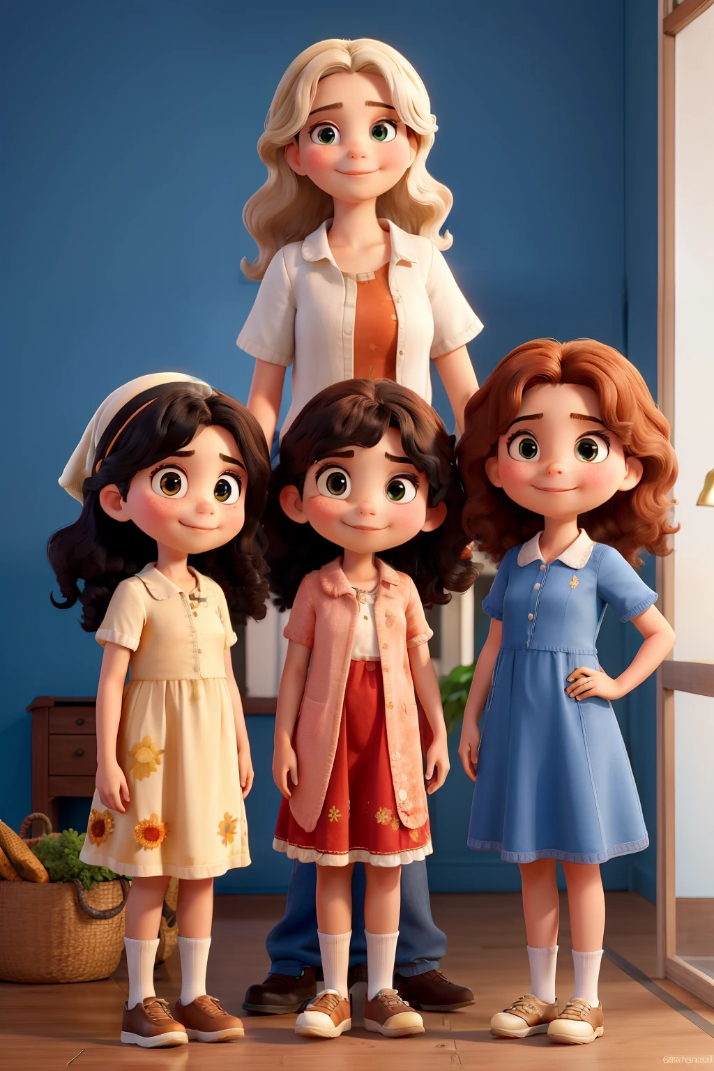 three girls, duas delas com o cabelo cacheado e outra de cabelo liso