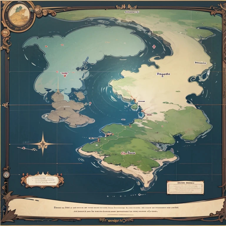 Fantasy map. Big island. Continent.