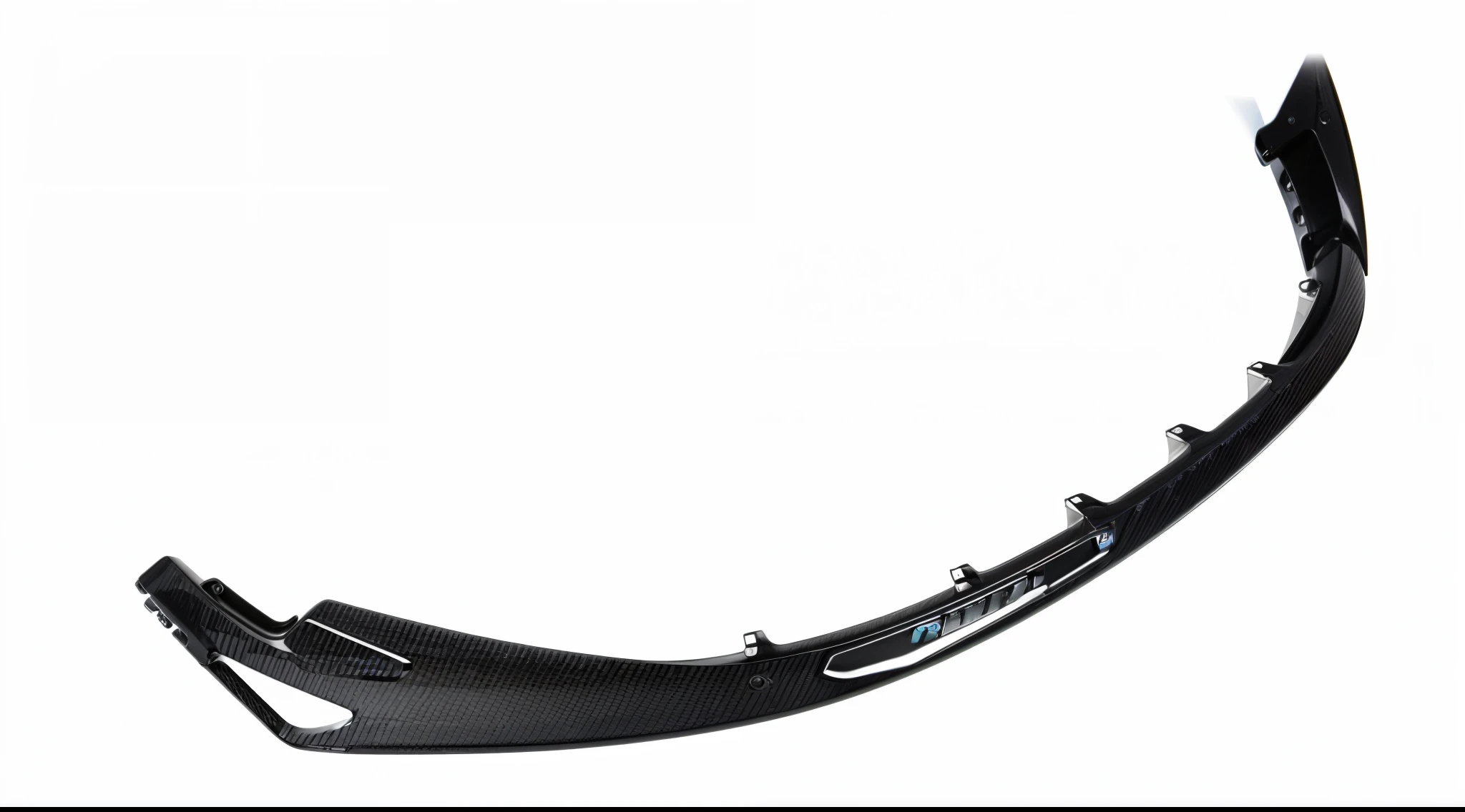 Close-up of black bumper, Bottom shooting, extremely detailed frontal angle, F32, F 3 2, carbon fibers, aerodynamic frame, Bottom corner, bottom viewa, Close-up of the bottom body, F12, carbon, neck zoomed in, F / 3 2, Chido, product photograph, bottom viewa, The front profile is mounted on the bumper of a white BMW M3 G80 car，Ultra-clear resolution of 8K，