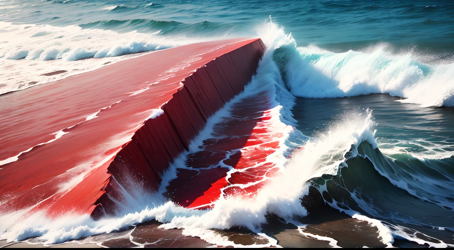 bloody sea, beach, red