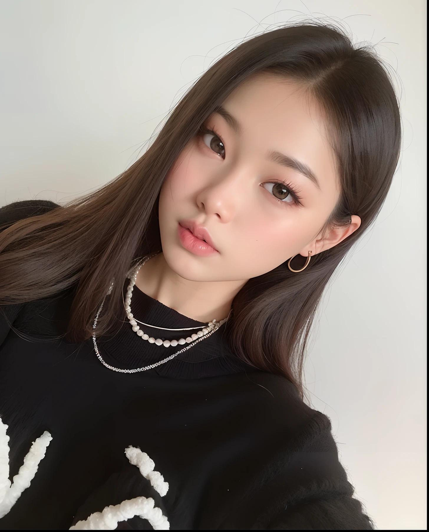 A closeup of a woman wearing a black sweater and a necklace, jennie blackpink, jossi do blackpink, Parque Roseanne do Blackpink, Retrato de Jossi de Blackpink, Ulzzang, Jaeyeon Nam, Heonhwa Choe, menina coreana, Parque Ji-min, Lee Ji-eun, Lee Ji - Eun, young adorable korean face