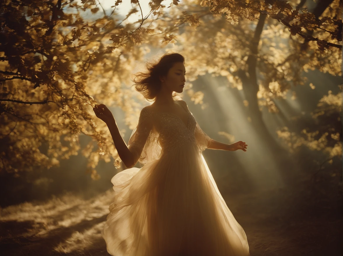 diana frost beauty, run around in nature, Norinobu Shinoyama, play with light and shadow, Excessiveness, Surreal details, surrealist style image、