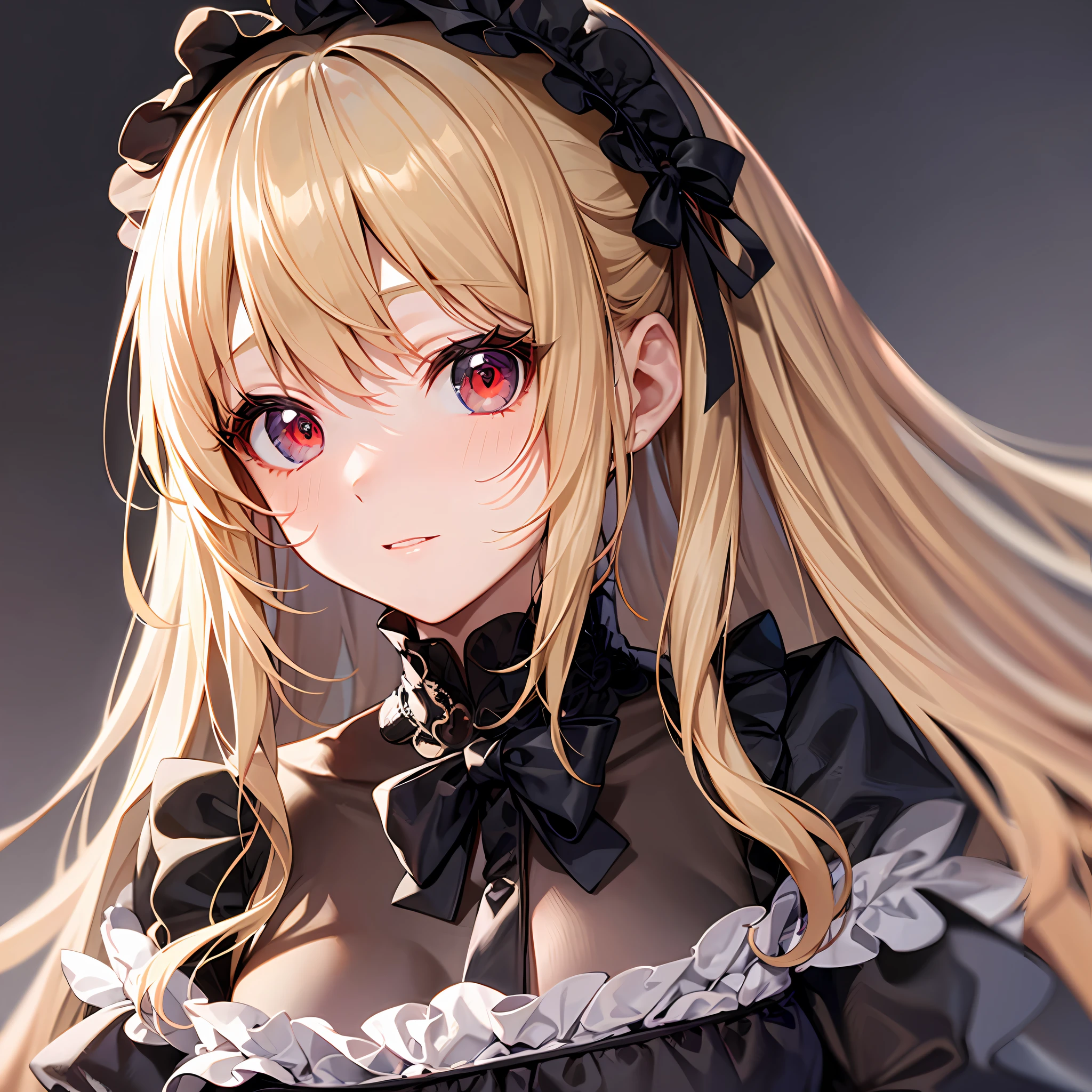 One blonde girl、red-eyed、Gothic ta、