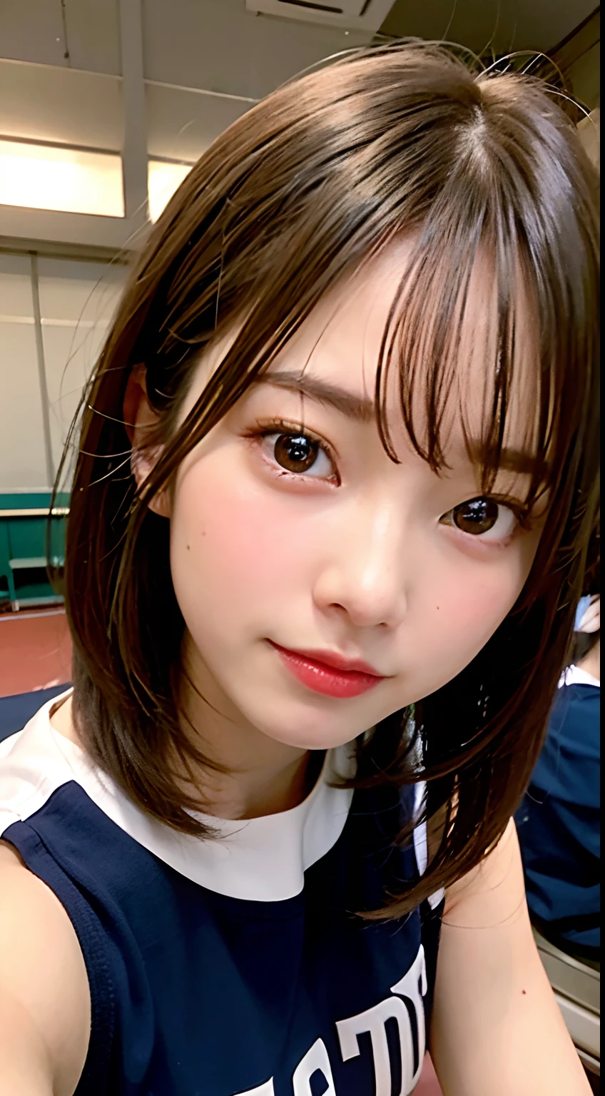 (8K, Raw photo:1.2)Detailed face and eyes,Best Quality, 超A high resolution, Highly detailed ,intricate detailes ,masutepiece ,Cute little girl s, (8K, Raw photo, top-quality, ​masterpiece: 1.2), ​masterpiece, super detailing, Ultra-high decomposition energy A, (Realistic and realistic photos: 1.37), high-definition RAW color photography, Very delicate and beautiful., About Igree, 8K Wallpaper, astonishing, detaileds, extremely detailed eye, highlydetailed skin, extremely detailed fingers, highly detailed nose, highly detail mouth, perfect anatomia,1girll, (Baseball Uniforms), hazy, blured background, Blurred foreground, blush, braid, pectoral muscles, depth of fields, eyebrows visible through hair, Frild, hair between eye, Baseball Stadium, jewely,Please wear baseball gloves、 look up at viewer, Short hair, Sitting, Solo, Colossal tits、乃木坂アイドル、韓国アイドル、hposing Gravure Idol、 Star、18year old、tall、韓国アイドル、乃木坂アイドル、 Star、hposing Gravure Idol、((full body Esbian)), ((Gravure Pose)),undergarment,