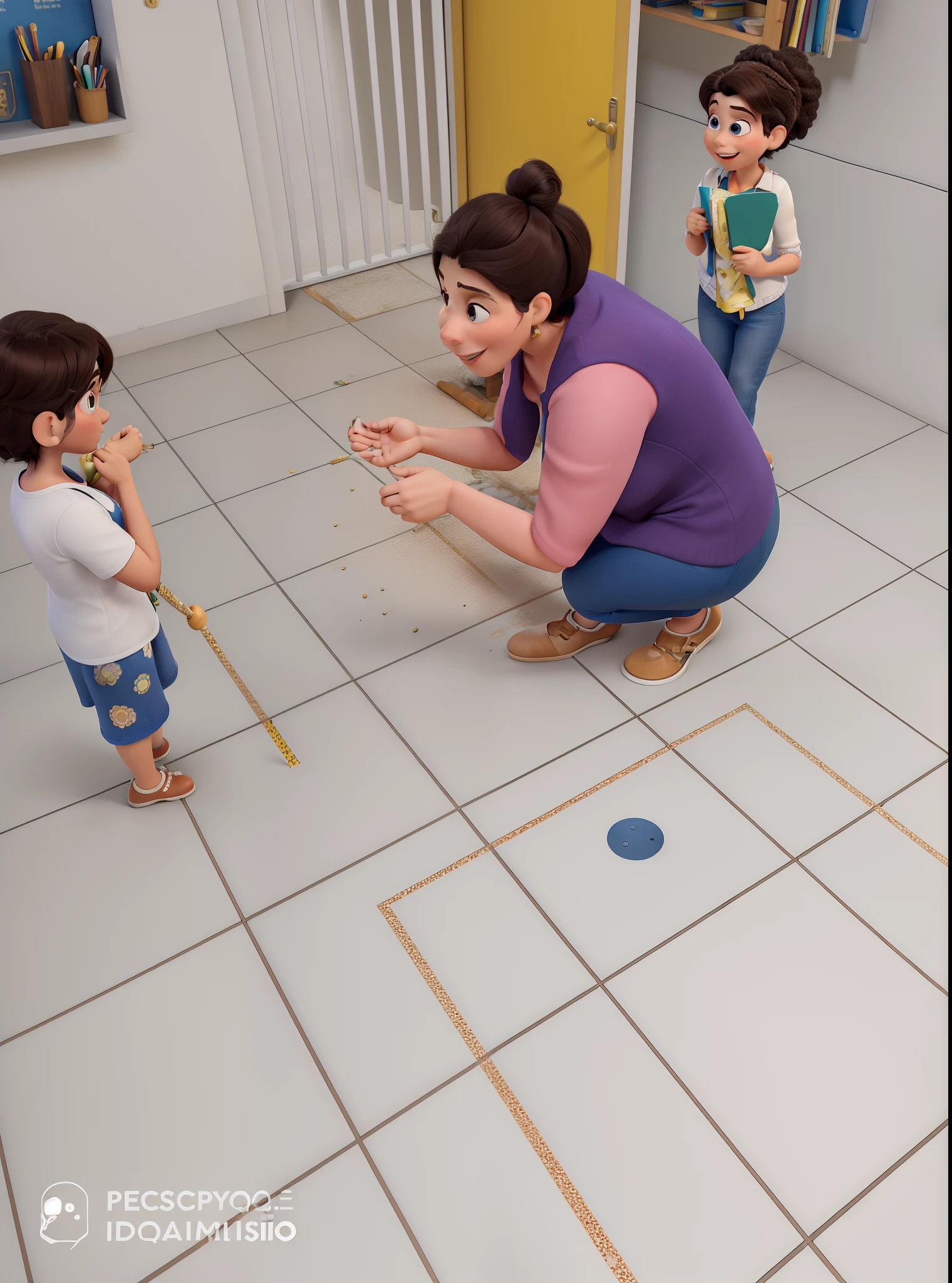 Obra-prima, de melhor qualidade, teacher woman, and class Room and children . Estilo Disney pixar