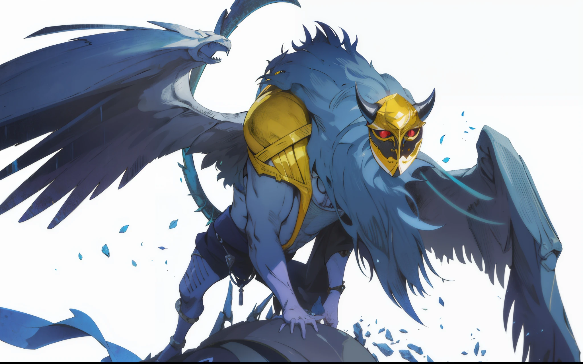 demonio, Esfinge, Barbado, armadura de ouro