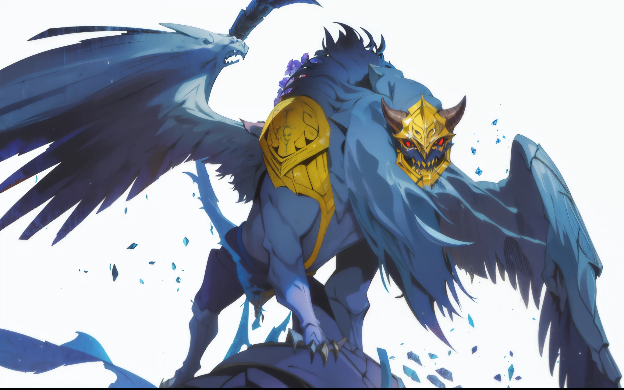demon face, Esfinge, barbado, armadura de ouro