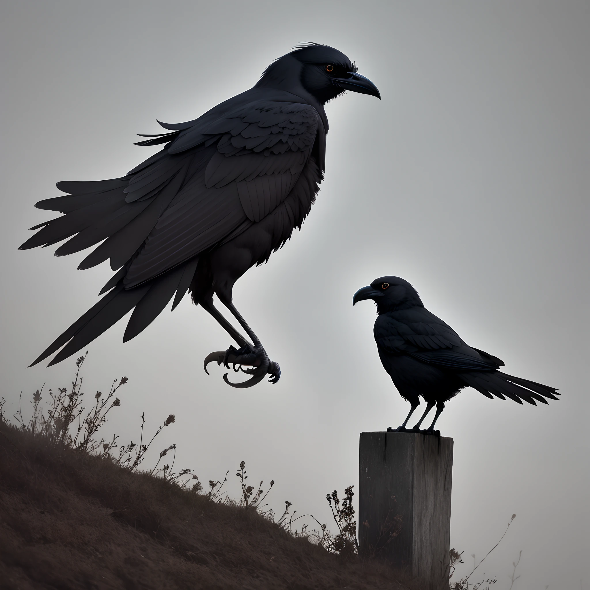 Gray and mysterious crow