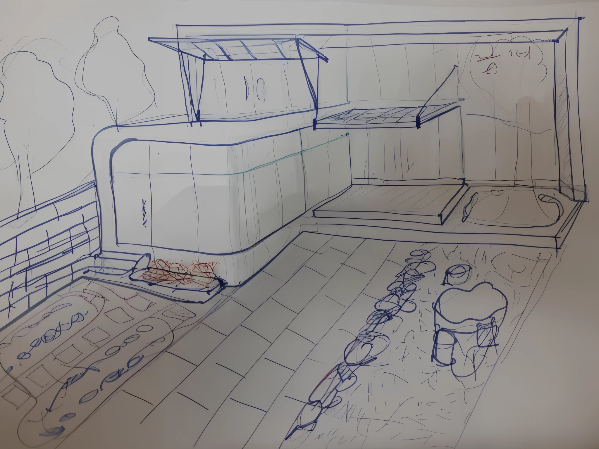 modern kitchen,Gorgeous renovation,Refrigerator,cupboard,Wide scene,in a panoramic view,from outside, UHD, high details