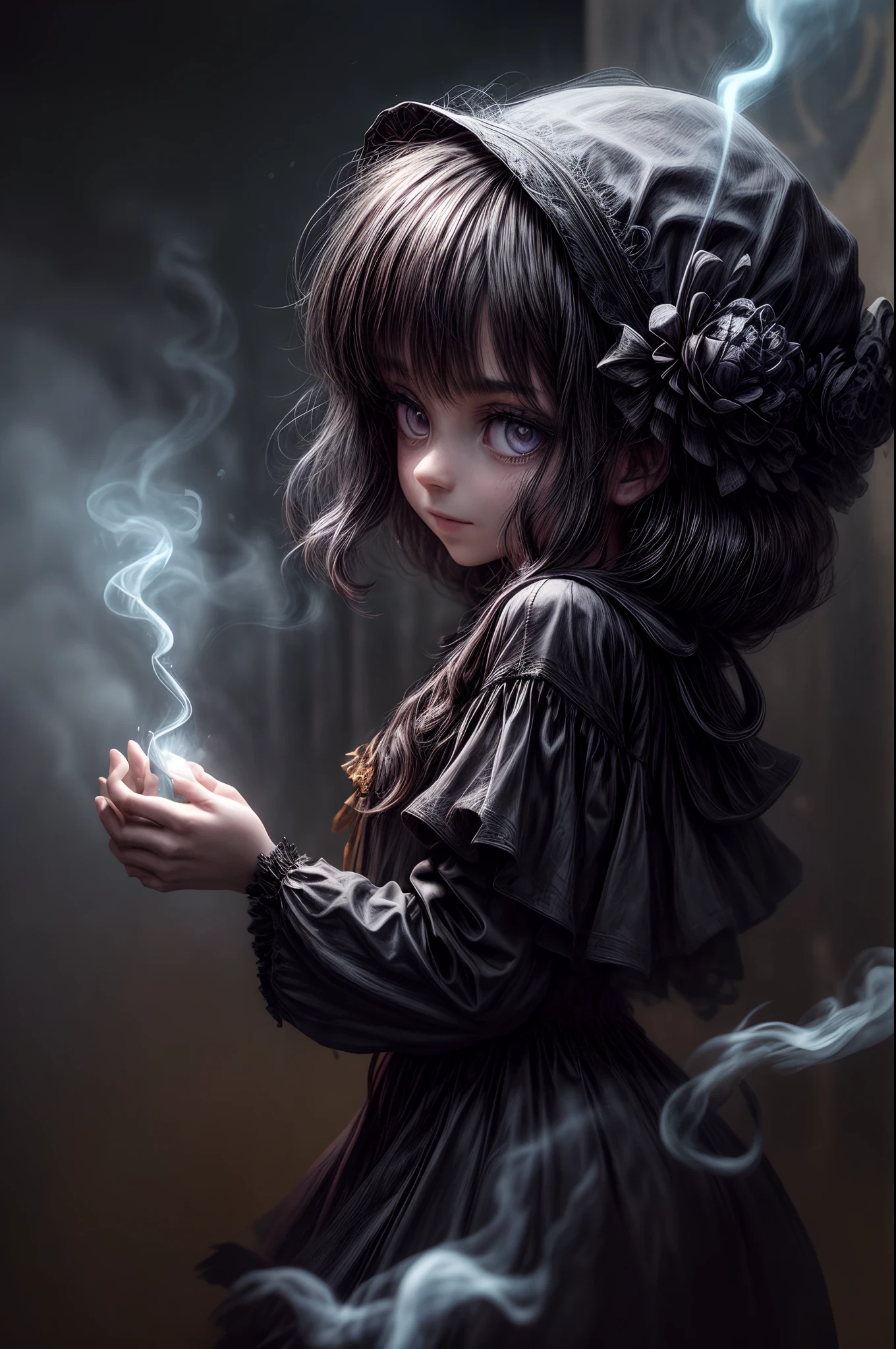 bruxo do mal, Magia negra, Ancient spell book, Swirling smoke, menacing smile, Capa misteriosa, olhos brilhantes, atmosfera estranha, lightnings, castelo imponente, Noite tempestuosa, Equipe torcida, Floresta Encantada, Ominous shadows, Morcegos voando, gargalhadas, Spellcasting, magical potions, covil escondido, Mystical powers, Sinister intentions, Malevolent Aura, haunting presence, magia negra, Runas gravadas, cursed artifacts, Rituais Secretos, energia sobrenatural, Almas corrompidas, Criaturas retorcidas, conhecimento proibido, shrouded in darkness, ethereal glow, sussurros sinistros, planos nefastos, Spectral apparitions, profecia sinistra, Enchanted victims, Wicked Sorcery, supernatural forces.