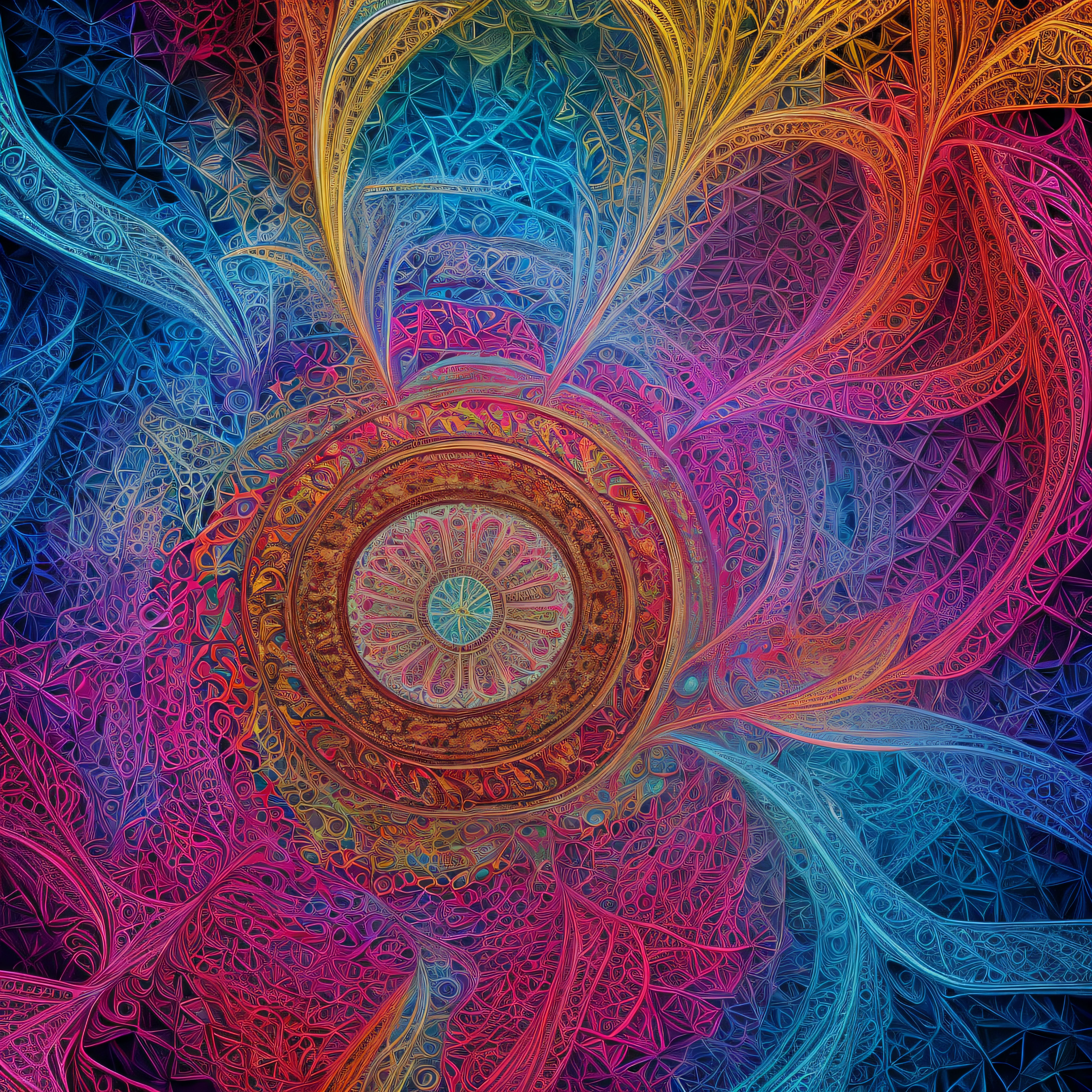 Official art, Unity 8k壁纸, ultra-detailliert, Beautiful and aesthetic, masutepiece, Best Quality, (Zentangle, mandalas, Tangle, Entangle), (Fractal Art:1.3) , 1womanl, Big Breast, Extremely detailed, Dynamic Angle, cowboyshot, Most Beautiful Form of Chaos, Elegant, a brutalist designed, vivd colour, romanticism, Atmospheric, ecstasy of musical notes, streaming musical notes visible