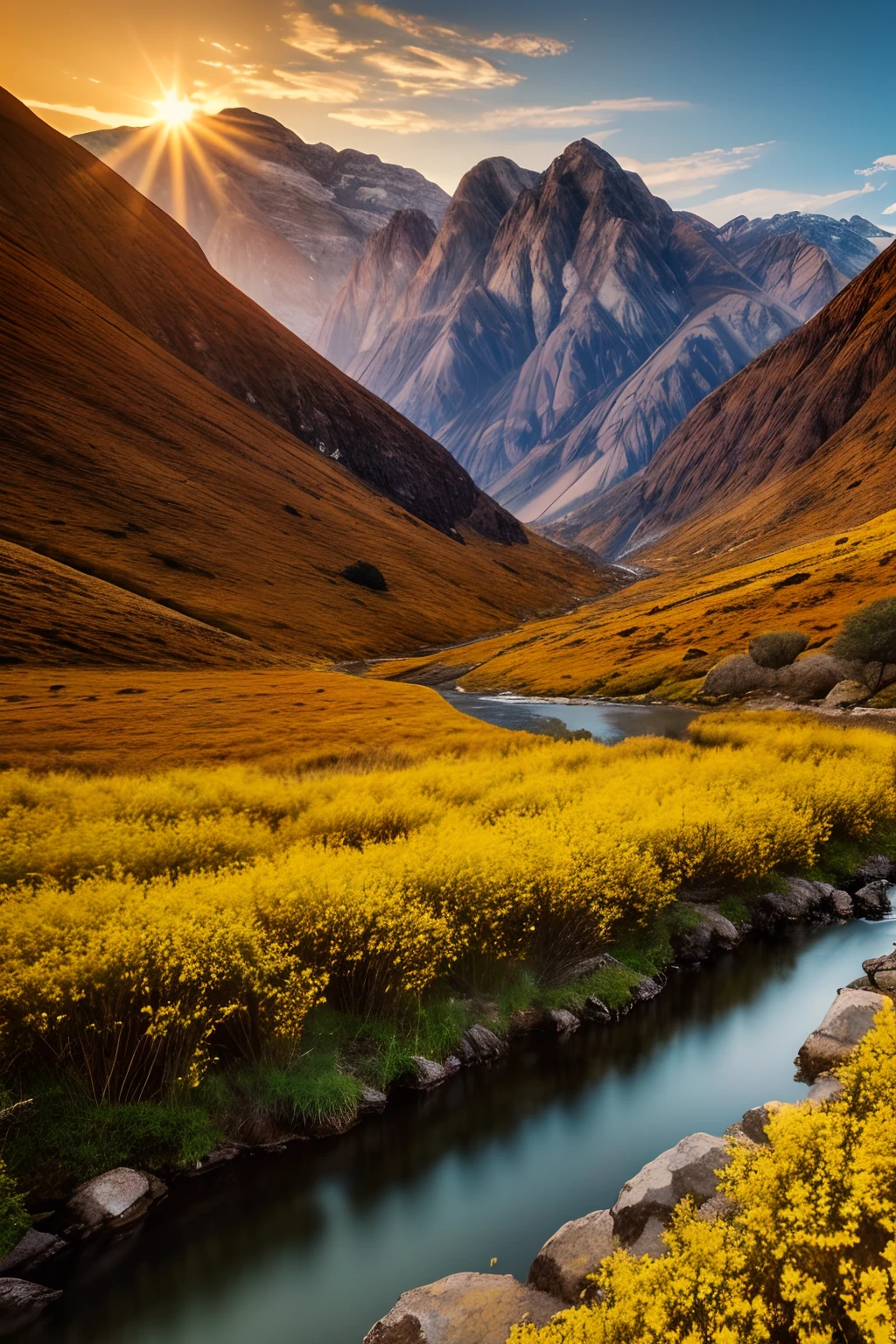 Beautiful and stunning landscape, highly detailed, breathtaking, inspired by the style of Ken Duncan well known as the pioneer of landscape, in making use of dodging and burning to edit a landscape image