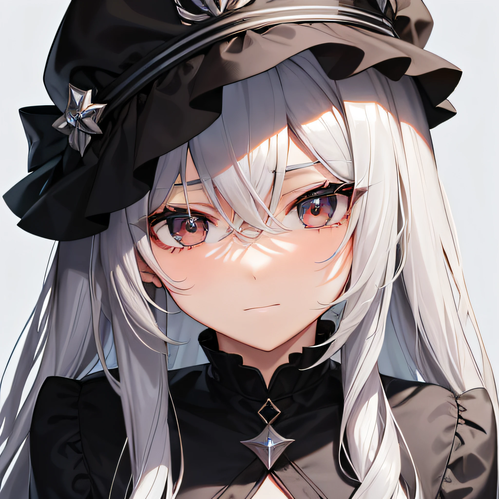 A pretty lady with long silver hair and black eyes, wearing a branded clothes, looking at you with a shyly, villa hall background, modern era, close up.