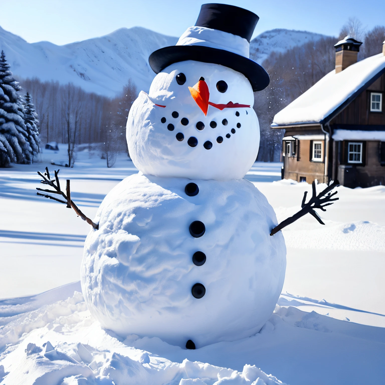 super huge snowman, masterpiece, best quality, super detail