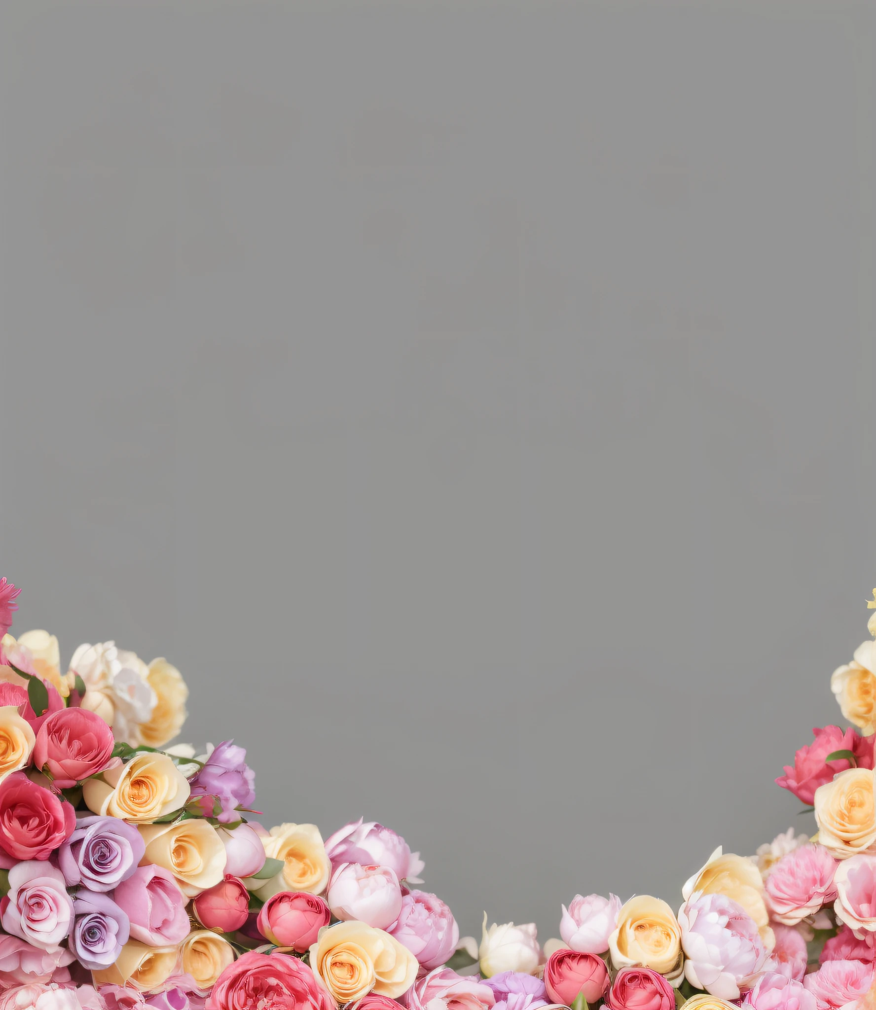There is a photo of flower arrangement,There are pink and yellow peonies on it, Peony background, flowers in the background, Flower background, coloured background, Peony background, florest background, Flower frame, solid color backdrop, pastel roses, on gray background, with colored flowers, isolated Backdrop, Peonies, florest background, phone background, Pastel gorgeous background, Background with, Peonies on gray background