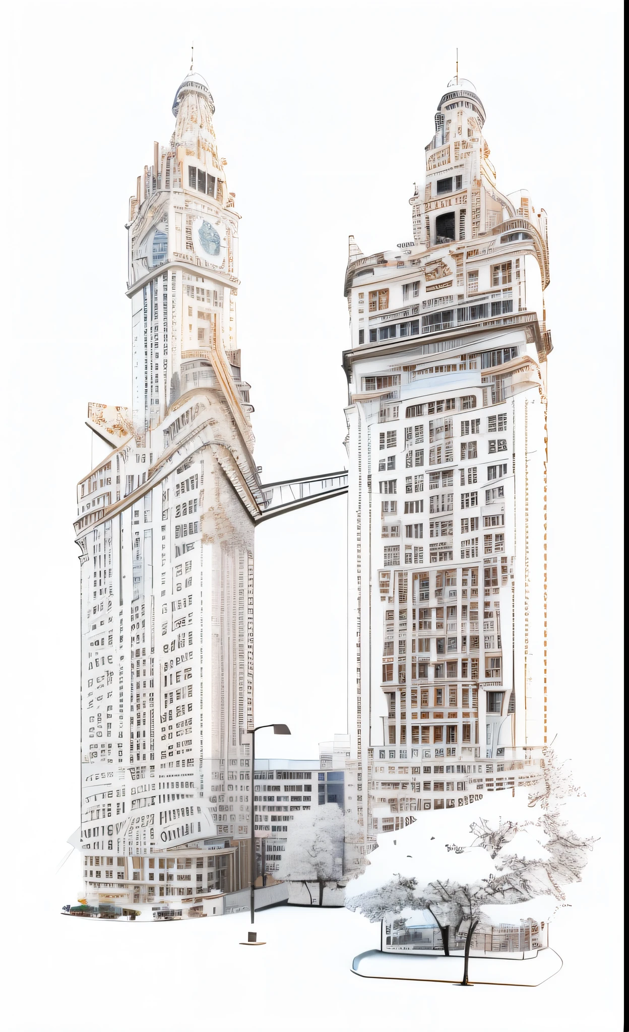 Modern high-rise building, glasses, 3d rendering, lambent