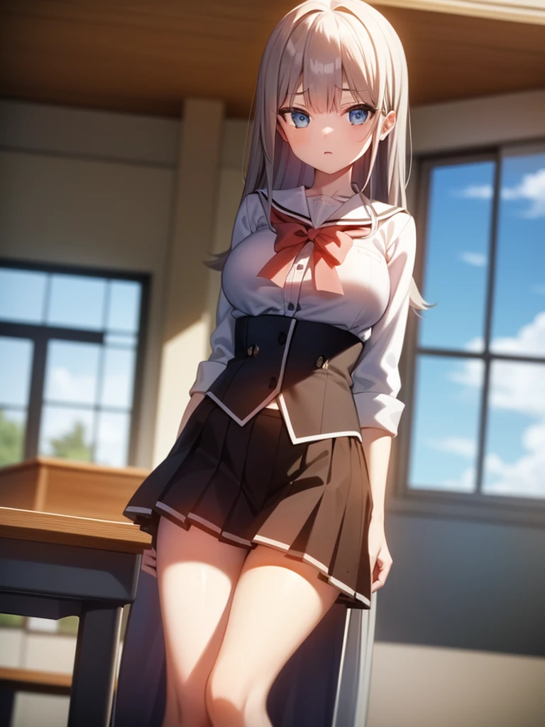 1 busty girl, Alone, mediuml breasts, a skirt, Raised your legs, dual horsetail, blue_eyed, long_the hair, The white_Raised your legs, desks, The shirt, schools_校服, sitted, awas_Clothes are, Serford, The face is red, schools_desks, awas_The shirt, medium_mediuml breasts, pleated_a skirt, the hair_between_eyed, 鎖骨, blue_a skirt, lookingat_show on_Peek at viewers, LOP, The white_The shirt, through bangs, show on_desks, sailors_collars, deactivate_beaks, The white_the hair, The No_the good, sitted_show on_desks, exceedingly_long_the hair, short_the sleeve, between_law, awas_a skirt, signatures, navel,