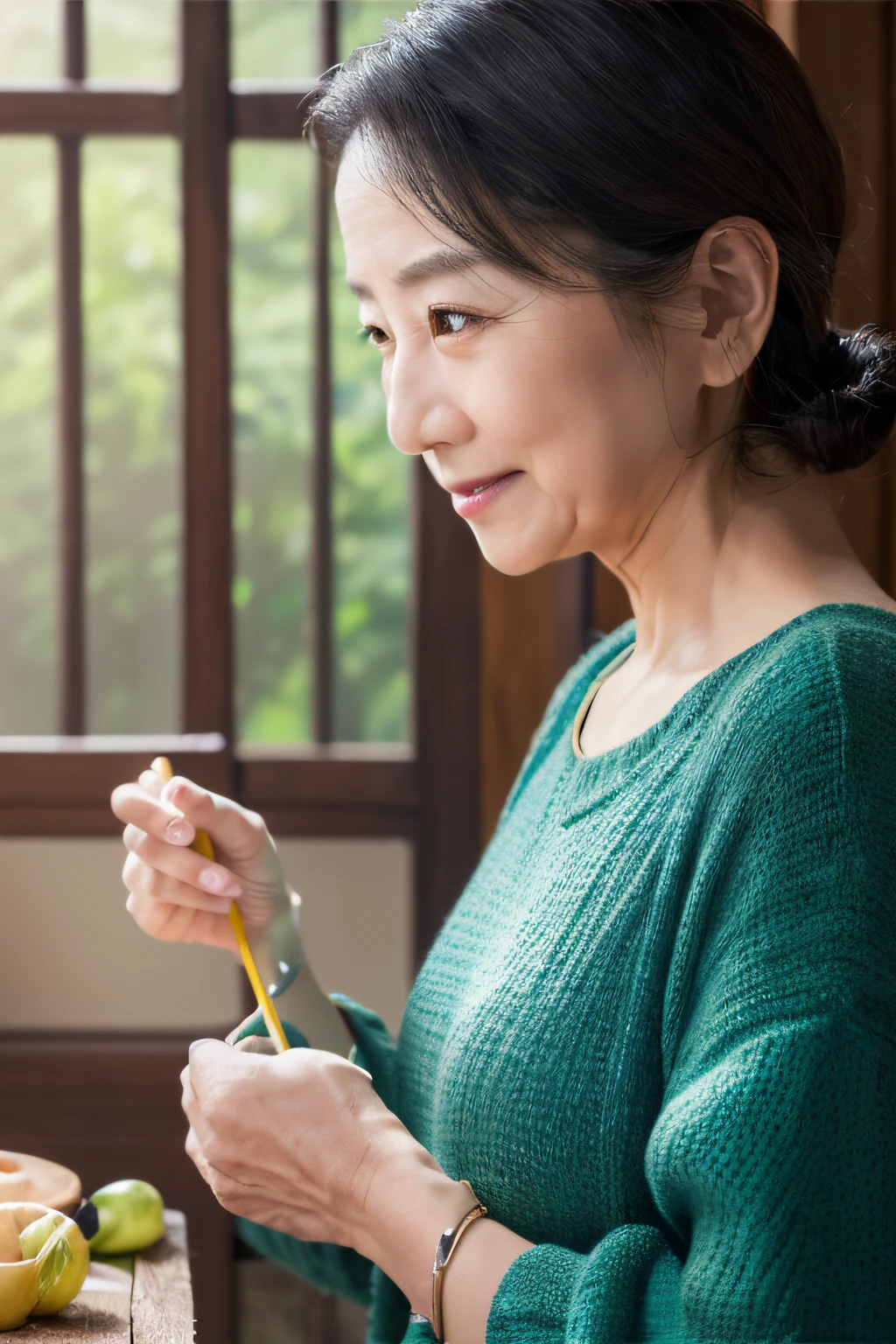 ((top-quality、8k、​masterpiece:1.3))、japanes、age 40s、femele、Busaic、conversation、