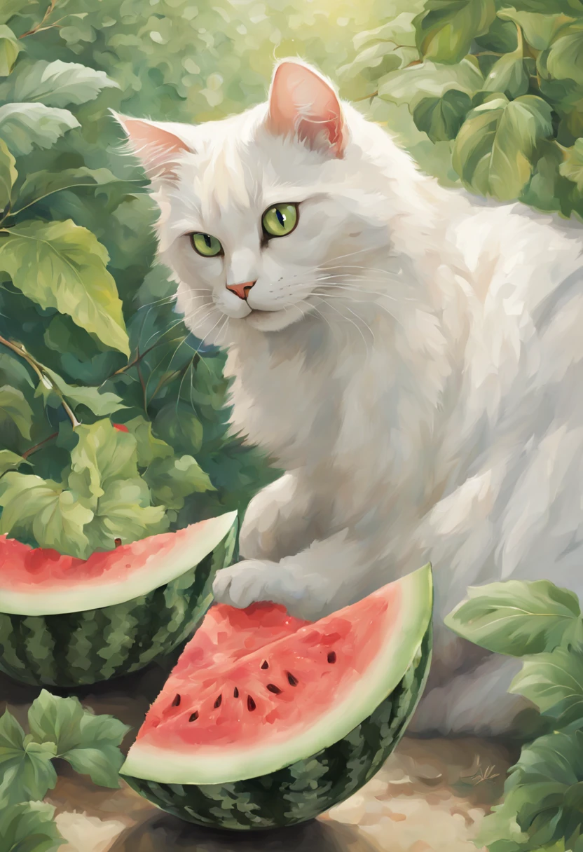 (1.2)best quality, (1.2)ultra-detailed, (1.2)high-res, (1.2)masterpiece:1.2, HDR, UHD, (1.tudio lighting, (1.2)ultra-fine painting, (1.2)sp focus, (1.2)physically-based rendering, (1.2)extreme detail description, (1.2)professional, (1.2)vivid colors, (1.2)bokeh, (1.37)realistic, (1.37)photo-realistic, (1.37)painting-level detail, (1.37)hyper-realistic, (1.37)super-high resolution, (1.37)incredible accuracy, (1.37)exquisite precision, (1.37)stunning lifelikeness, (1.37)unbelievable realism, (1.37)astonishing authenticity, (1.37)remarkable fidelity, (1.37)impressive crispness, (1.37)awe-inspiring intricacy, (1.37)mind-blowing intricateness, (1.37)awe-strikingly intricate, (1.37)astonishingly nuanced, (1.37)impressively smooth lines, (1.37)unbelievably soft transitions, (1.37)utterly seamless blending, (1.37)truly photorealistic, (1.37)amazingly lifelike, (1.37)staggeringly realistic, (1.37)absolutely stunning
A white cat on watermelon tree, (1.2)oil painting, (1.2)fantasy artwork, (1.2)dream-like color palette, (1.2)softstels, (1.2)delicate brushstrokes, (1.2)ethereal atmosphere, (1.2)whimsical setting, (1.2)lush green foliage, (1.2)vibrant pink watermelon slices, (1.2)damask pattern on the watermelon rinds, (1.2)cat's fur with intricate texture, (1.2)expressive green eyes of the cat, (1.2)playful expression on the cat's face, (1.2)subtle light filtering through the leaves, (1.2)sublime seity, (1.2)tranquil ambiance, (1.2)calm and peaceful mood, (1.2)twinkling starshe background, (1.2)the Milky Way stretching across the sky, (1.2)majestic galaxy, (1.2)celestial beauty, (1.2)otherworldly sight, (1.2)night sky filled with wonder, (1.2)magical universe, (1.2)cosmic marvel
