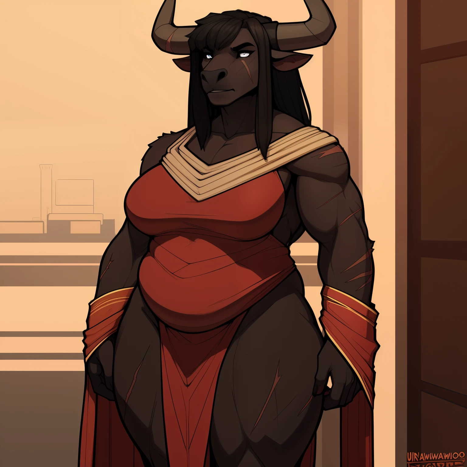 NSFW, ((black skin, daedra)) (gigantic breasts, huge breasts, Big breast), firm breasts , tall girl, slim waist, curvy figure, arms behind back, dark hair, (((full body art))) simple background