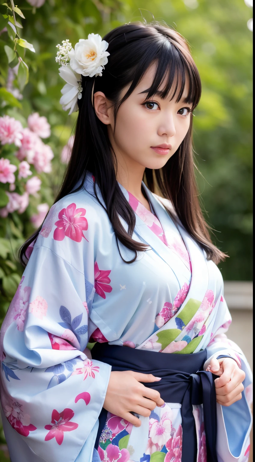 Best-quality, Masterpiece, Ultra-High-Resolution, (Photorealistic:1.4), Raw-Photo, Extremely-Details, Perfect-Anatomy, 1girl, the most popular Japanese idol, ((wearing only gorgeous KIMONO)), upturned extremely beautiful hip, extremely cute face like a very famous Japanese idol, extremely beautiful big black eyes, extremely beautiful black hair, extremely beautiful white skins, innocent smile, looking at viewer, detailed gorgeous Japanese KIMONO, detailed face, detailed eyes, detailed hair, detailed white skins
