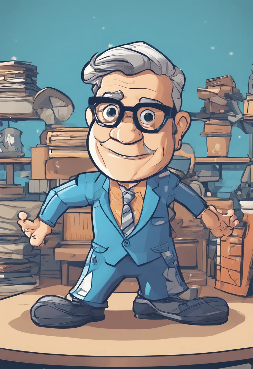 Male cartoon character wearing black glasses and blue shirt, Animated characters, Stylized characters, animation style render, Stylized 3D, Arnold Maya Lender, 3d rendering stylized, toon render keyshot, 3dcharacter, 3dcharacter, 3D rendering stylized, 3 d character render, comic book character, close up character, Character Pose, (pixer style) (Master Parts:1.2) (Bokeh) (Best Quality) (detailedskin) (detailed texture) (8K) (clay) (Cinematic lighting) (foco nítido，Sit down and hollow out your upper body