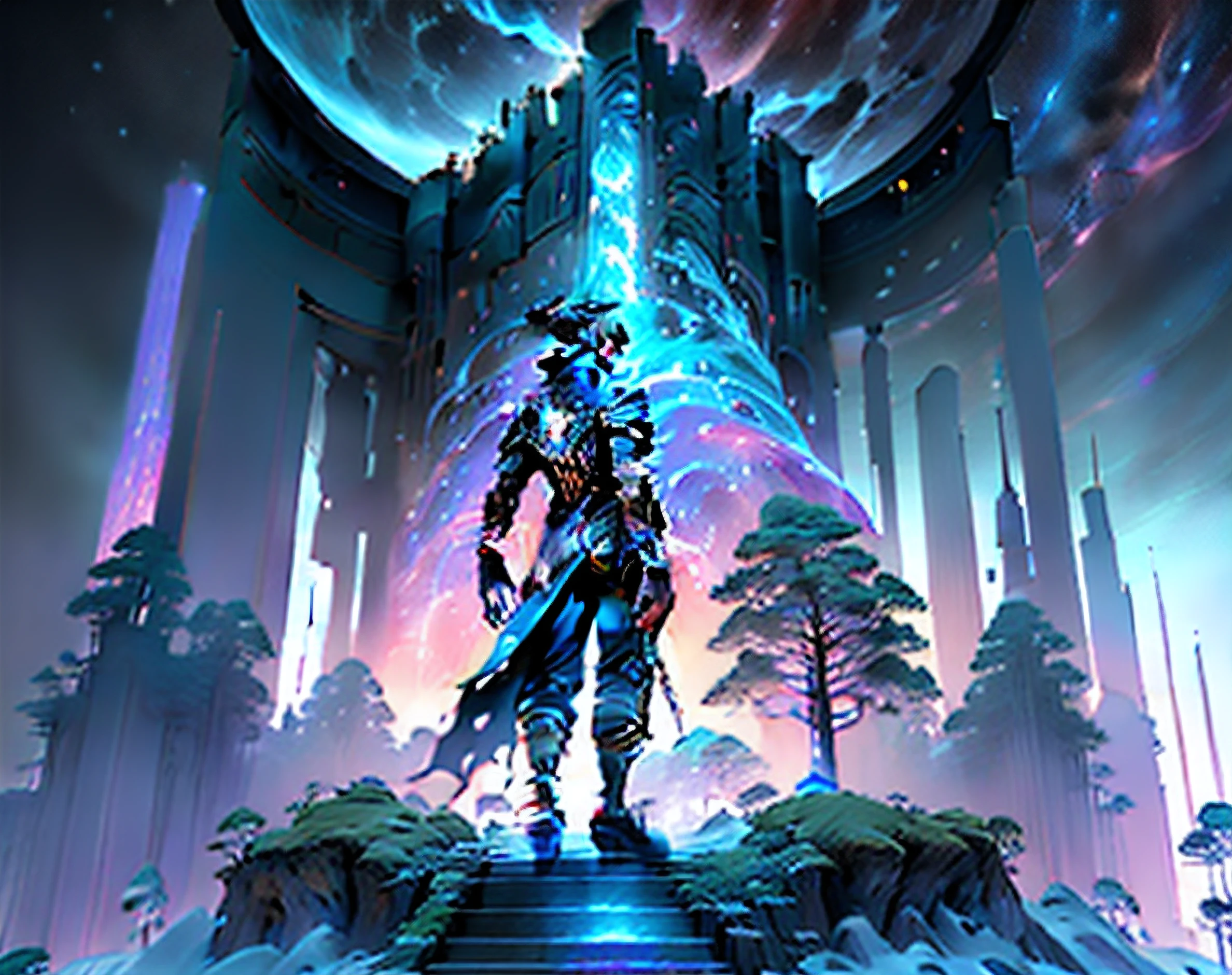 ((Best quality)), ((masterpiece)), (highly detailed:1.3), 3D, In a distant future where the boundaries between science fiction and fantasy have dissolved, the world is a tapestry of awe-inspiring wonders. Enter a universe where magic and technology coexist in harmony, shaping the destiny of civilizations across vast reaches of .....
