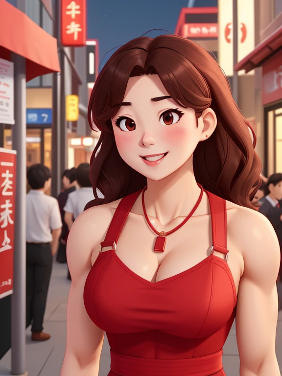 attractive korean woman, ripped muscle, muscular body, small breast, pale skin, smile(blush), nude, heels, necklace, sixpack abs, [ultra detailed skin:1.2], brown hair, wavy hair, 8k uhd, pussy, full body, crowd, public, night, standing, pubic hair, pussy_juice,