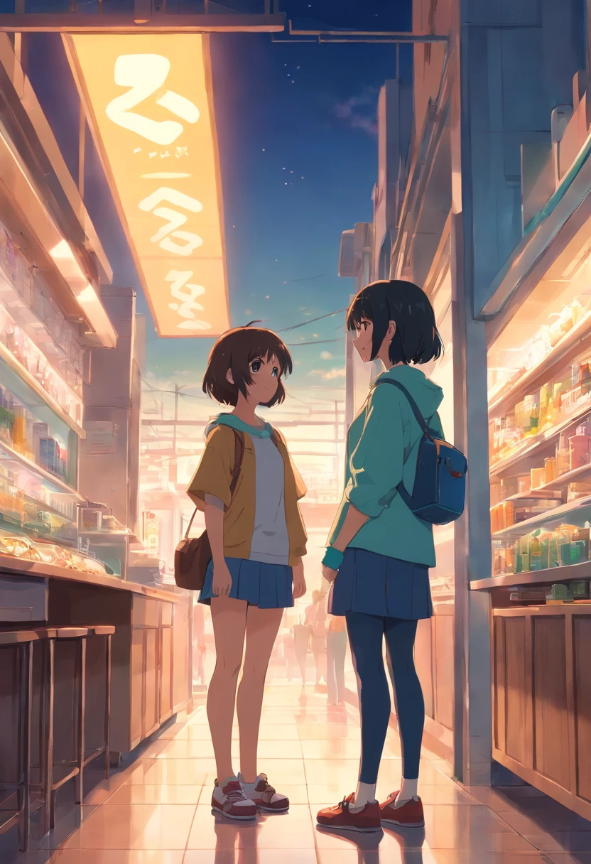 Girl standing and chatting with her mother