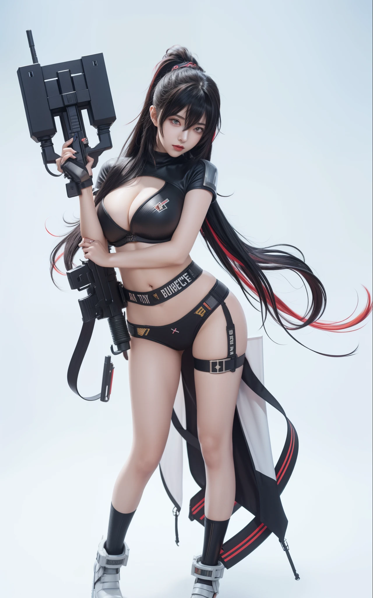 anime girl with a gun and a sign that says battle, from girls frontline, kantai collection style, oppai cyberpunk, seductive anime girl, badass anime 8 k, fine details. girls frontline, guweiz, mechanized soldier girl, best anime 4k konachan wallpaper, girls frontline style, cyberpunk anime girl, female action anime girl, quency character from nikke game