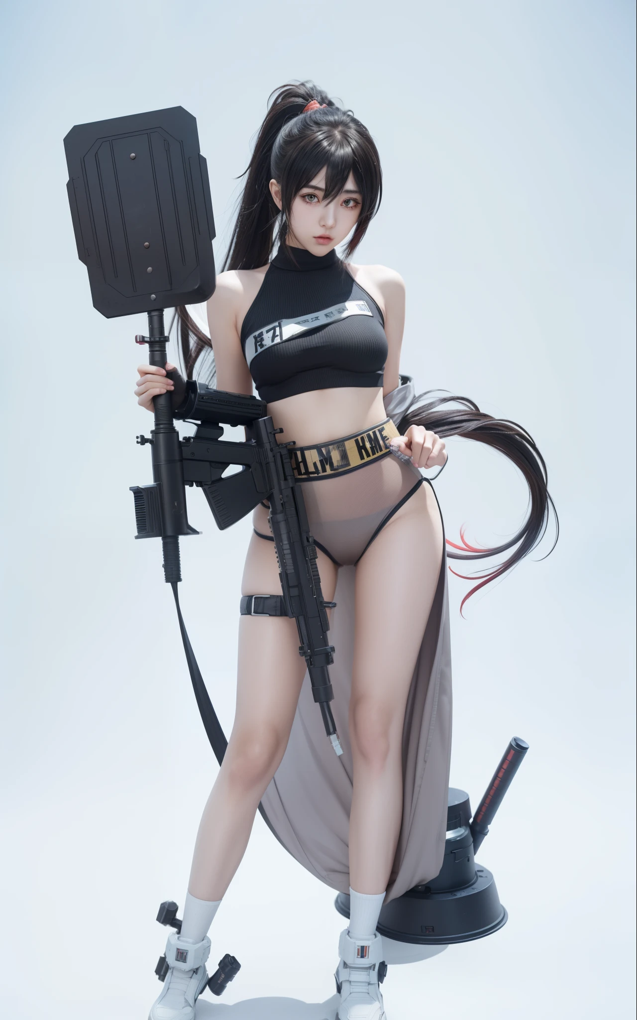 anime girl with a gun and a sign that says battle, from girls frontline, kantai collection style, oppai cyberpunk, seductive anime girl, badass anime 8 k, fine details. girls frontline, guweiz, mechanized soldier girl, best anime 4k konachan wallpaper, girls frontline style, cyberpunk anime girl, female action anime girl, quency character from nikke game