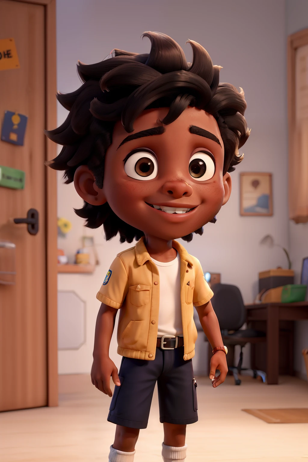 Um , de melhor qualidade, de cabelo preto, olhos castanhos escuros, de tom de pele branca e boca rosada. Um adolescente