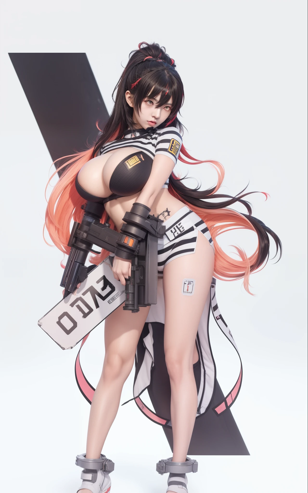 anime girl with a gun and a sign that says battle, from girls frontline, kantai collection style, oppai cyberpunk, seductive anime girl, badass anime 8 k, fine details. girls frontline, guweiz, mechanized soldier girl, best anime 4k konachan wallpaper, girls frontline style, cyberpunk anime girl, female action anime girl, quency character from nikke game