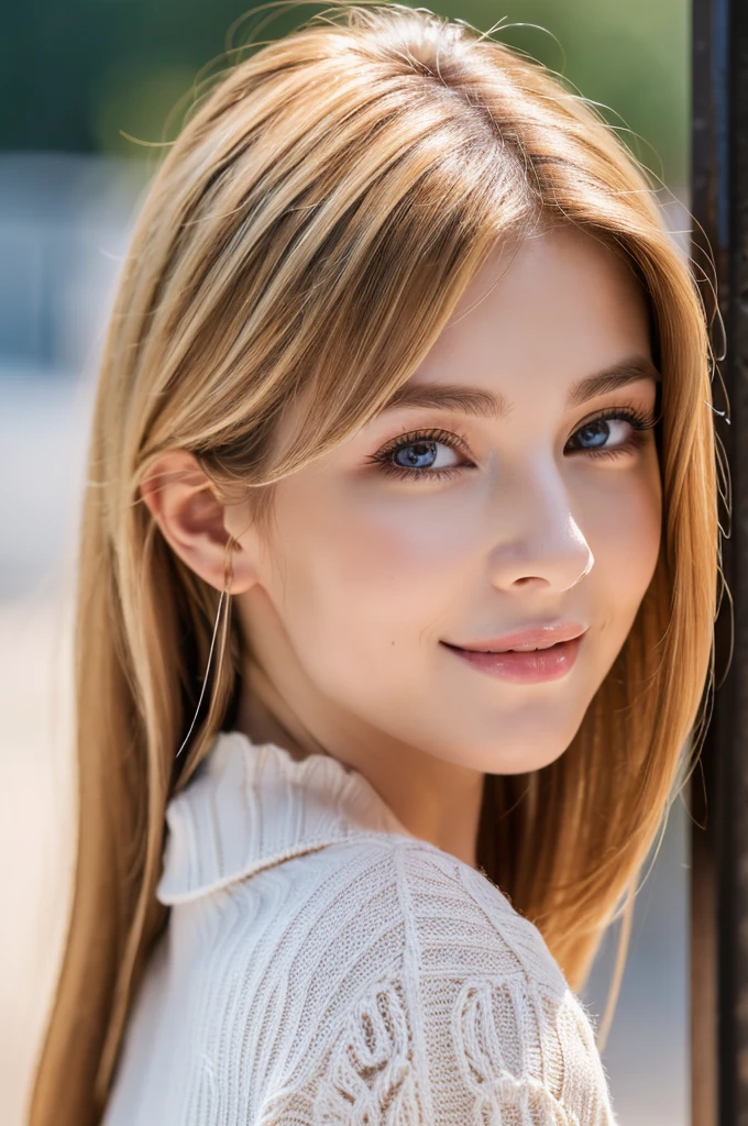 beautiful detailed eyes,beautiful detailed lips,extremely detailed eyes and face,long eyelashes,(best quality,4k,8k,highres,masterpiece:1.2),ultra-detailed,(realistic,photorealistic,photo-realistic:1.37),blonde semi-long hair,gorgeous Caucasian woman,bare breasts,bent over,nothing worn,view from above,looking at the camera,graceful smile,side view,slender yet well-proportioned body with large breasts,posing like a fashion model