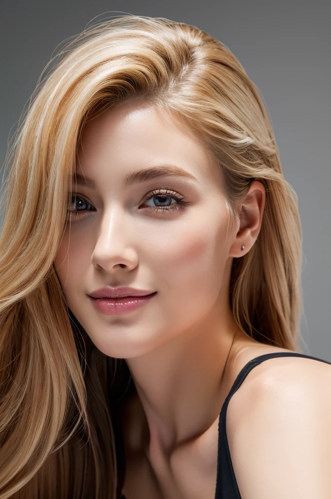 beautiful detailed eyes,beautiful detailed lips,extremely detailed eyes and face,long eyelashes,(best quality,4k,8k,highres,masterpiece:1.2),ultra-detailed,(realistic,photorealistic,photo-realistic:1.37),blonde semi-long hair,gorgeous Caucasian woman,bare breasts,bent over,nothing worn,view from above,looking at the camera,graceful smile,side view,slender yet well-proportioned body with large breasts,posing like a fashion model
