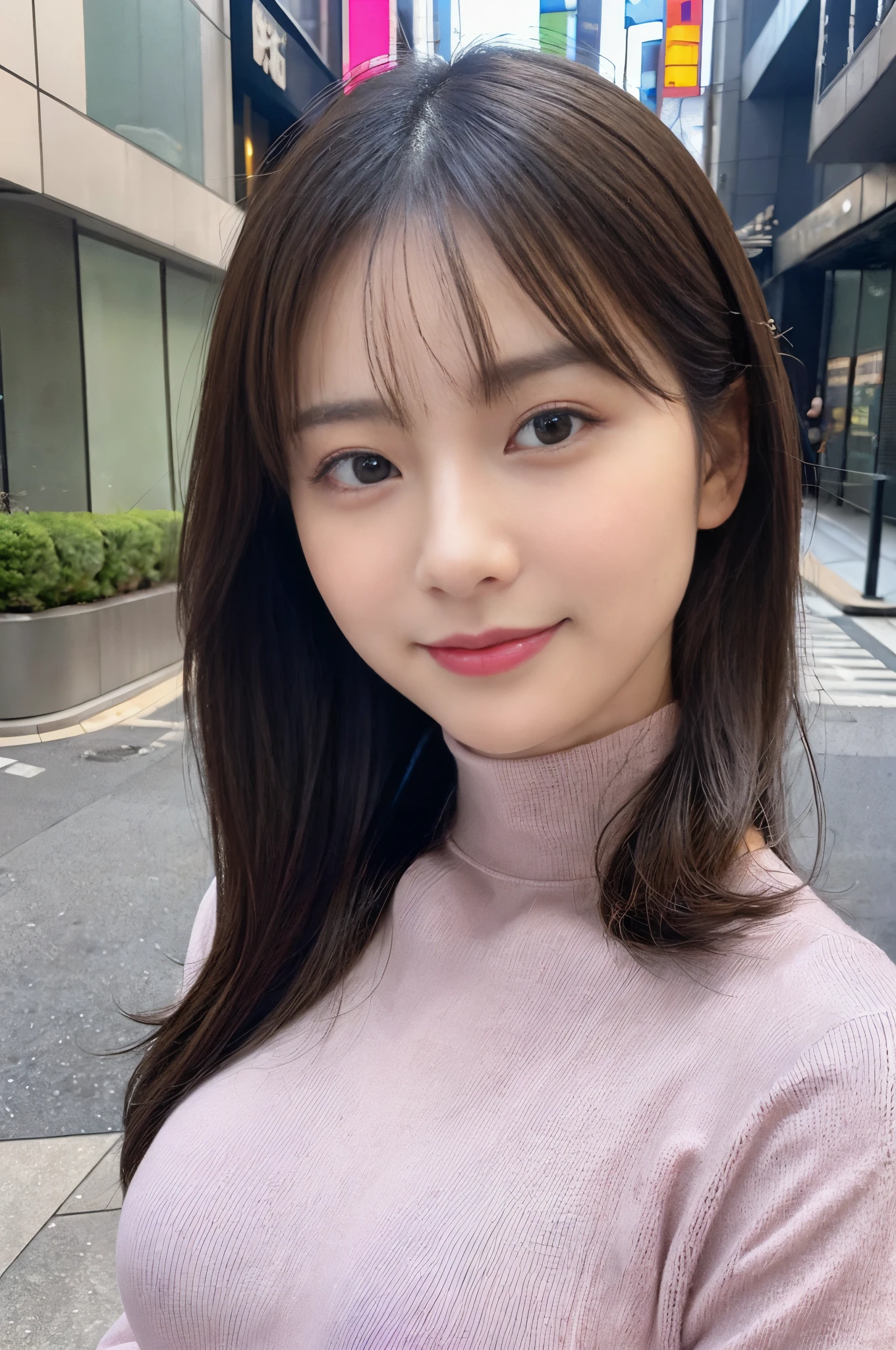 (Colossal tits、pink turtleneck knit、Shoulder bag)、(top-quality,masterpiece:1.3,超A high resolution,),(ultra-detailliert,Caustics),(Photorealsitic:1.4,RAW shooting,)Ultra-realistic capture,A highly detailed,high-definition16Kfor human skin、 Skin texture is natural、、The skin looks healthy with an even tone、 Use natural light and color,Woman in her 30s,japanes,,kawaii,A dark-haired,Middle hair,(depth of fields、chromatic abberation、、Wide range of lighting、Natural Shading、)、(Hair swaying in the wind:1.2)、(Bewitching smile:1.2),(appointment:1.2)、 Streets of Tokyo