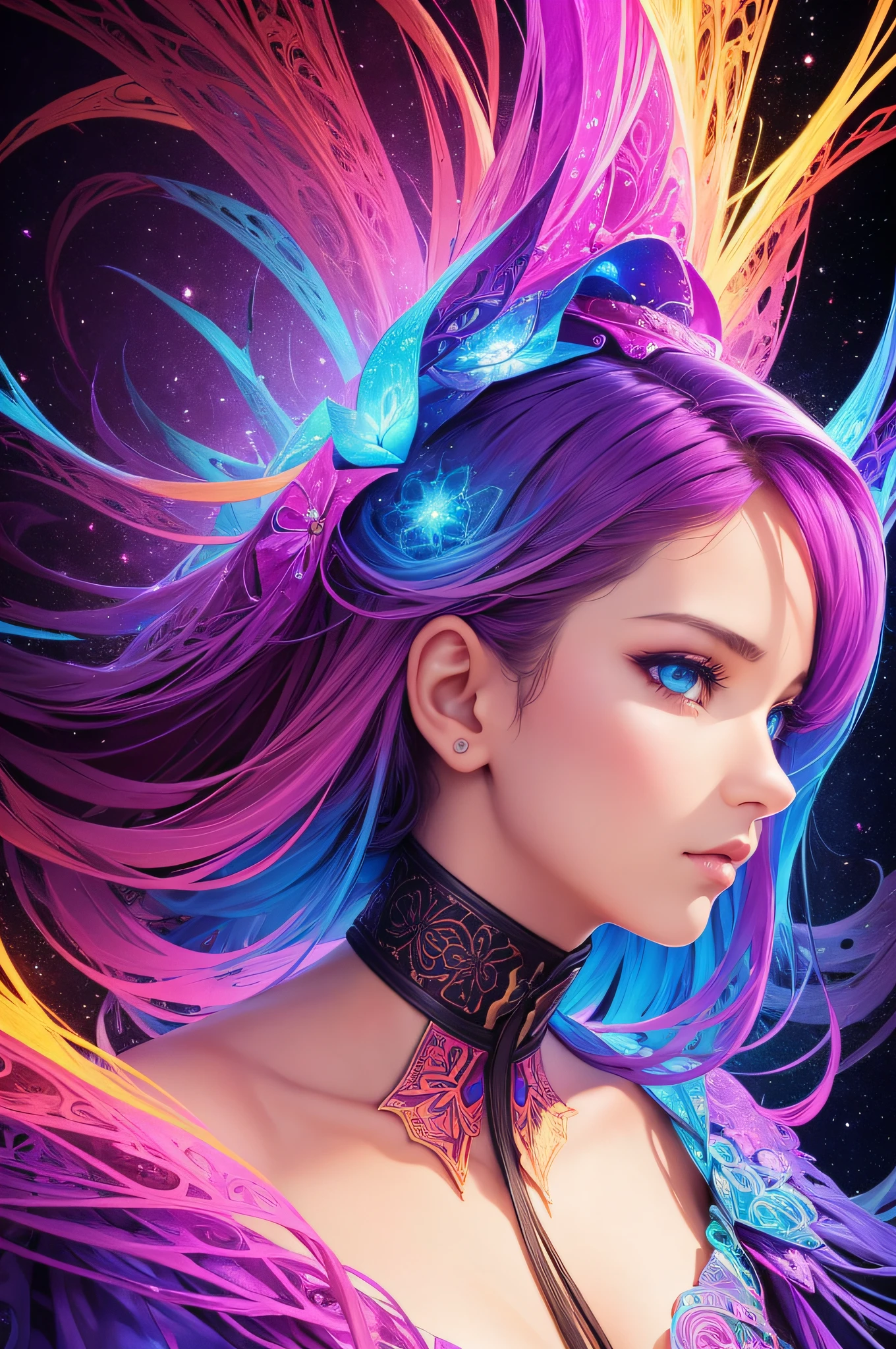 (tmasterpiece,Top Quolity,best qualtiy,offcial art,Beauty and aesthetics:1.2),(1girl in),Extreme fineness,(s fractal art:1.3),highly colorful,best detailed,(Colorful Backgrounds 1.3 )