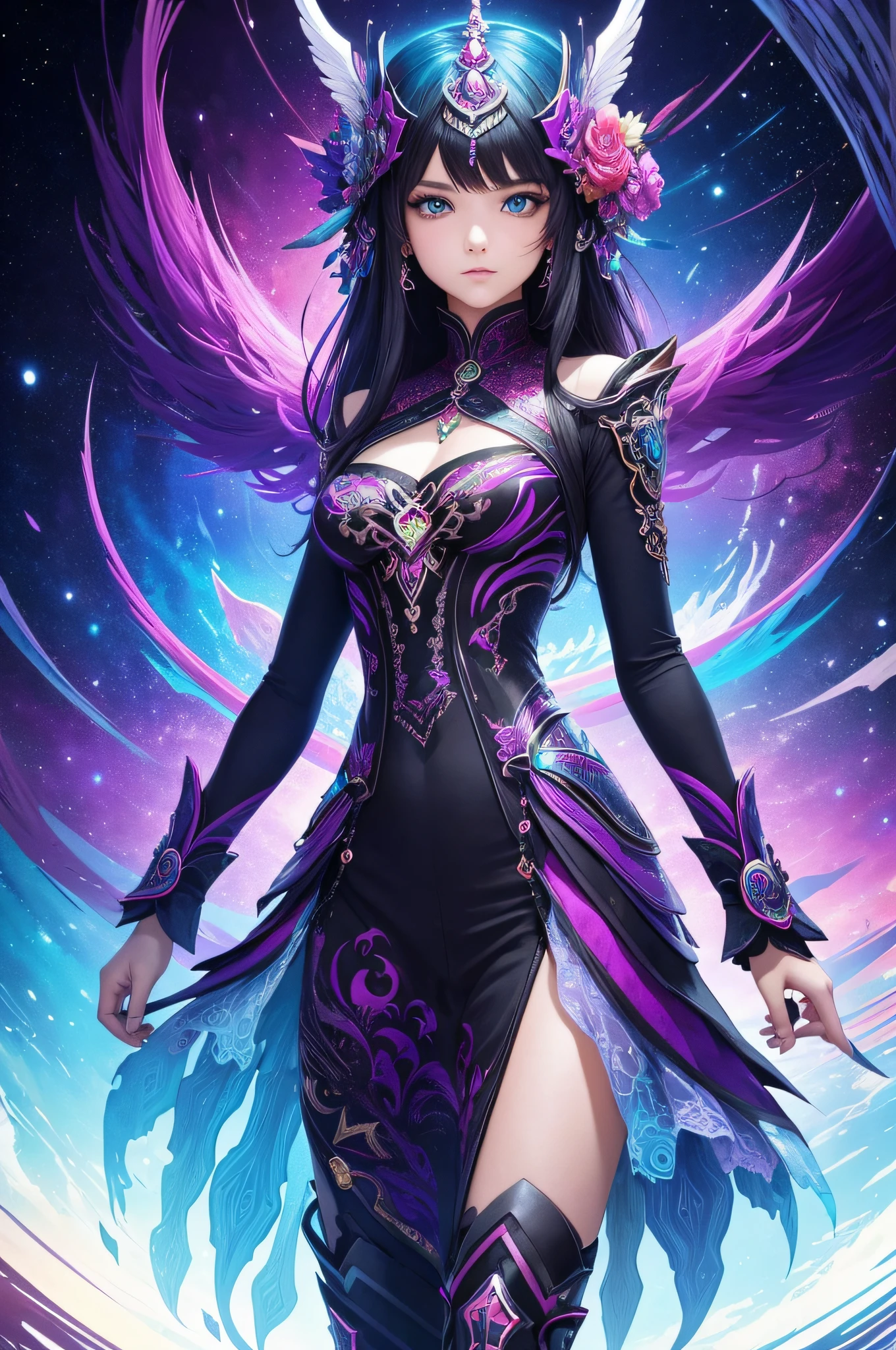 (tmasterpiece,Top Quolity,best qualtiy,offcial art,Beauty and aesthetics:1.2),(1girl in),Extreme fineness,(s fractal art:1.3),highly colorful,best detailed,(Colorful Backgrounds 1.3 )