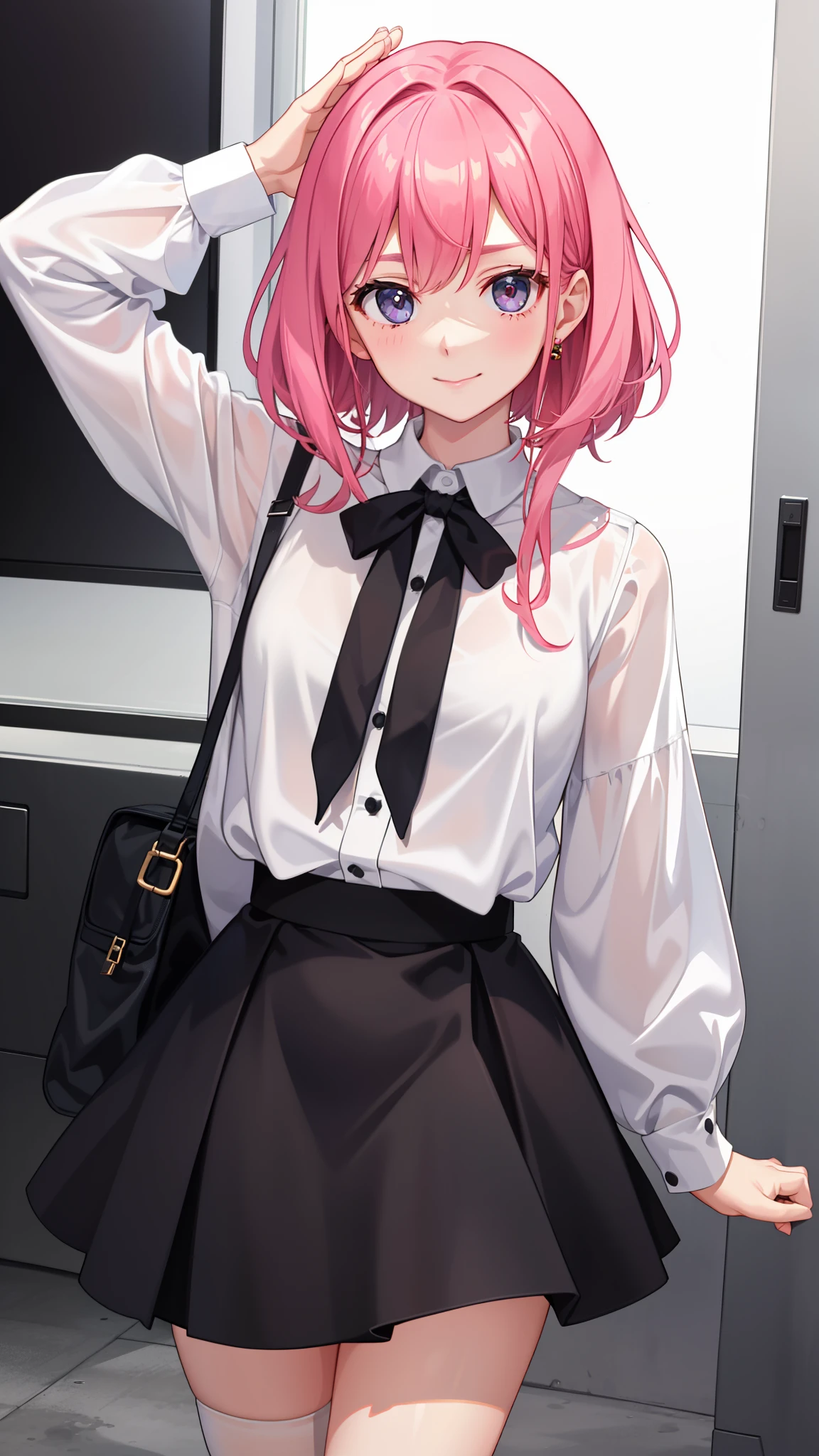 1girl in、A smile、The shirt、Blouse、(paler)skirt by the、(small tits)Chilarism、movement、