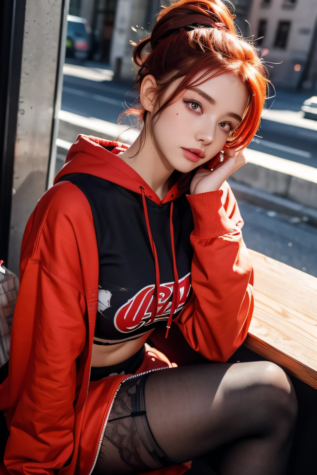 ulzzang-6500:0.4, best quality, masterpiece, illustration, an extremely delicate and beautiful, extremely detailed ,CG ,unity ,8k wallpaper, Amazing, finely detail, masterpiece,best quality,official art, extremely detailed CG unity 8k wallpaper, absurdres, incredibly absurdres, huge filesize, ultra-detailed, highres, extremely detailed, beautiful detailed girl, extremely detailed eyes and face, beautiful detailed eyes, light on face, cinematic lighting,cute, (Kpop idol), (aegyo sal:1), ((puffy eyes)),( looking at viewer), full body,slime girl, breasts, cleavage, corset,narrow waist,Flesh-colored silk stockings,Slim legs,between_legs,(breasts out:1.2), smiling ,laughing,(thick lines:1.0),soft lighting,((arona)), (1girl), (mechanical halo), blush,, ((midriff)),chinese style architecture,outdoor,tights