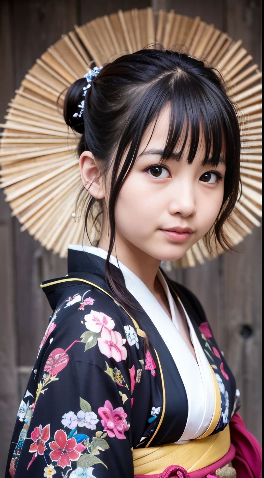 Best-quality, Masterpiece, Ultra-High-Resolution, (Photorealistic:1.4), Raw-Photo, Extremely-Details, Perfect-Anatomy, 1girl, -yeld, thost popular Japanese idol, ((wearing only gorgeous KIMONO)), upturned extremely beautiful , extremely cute face like a very famous Japanese idol, extremely beautiful big black eyes, extremely beautiful black hair, extremely beautiful white skins, innocent smile, looking at viewer, detailed gorgeous Japanese KIMONO, detailed face, detailed eyes, detailed hair, detailed white skins