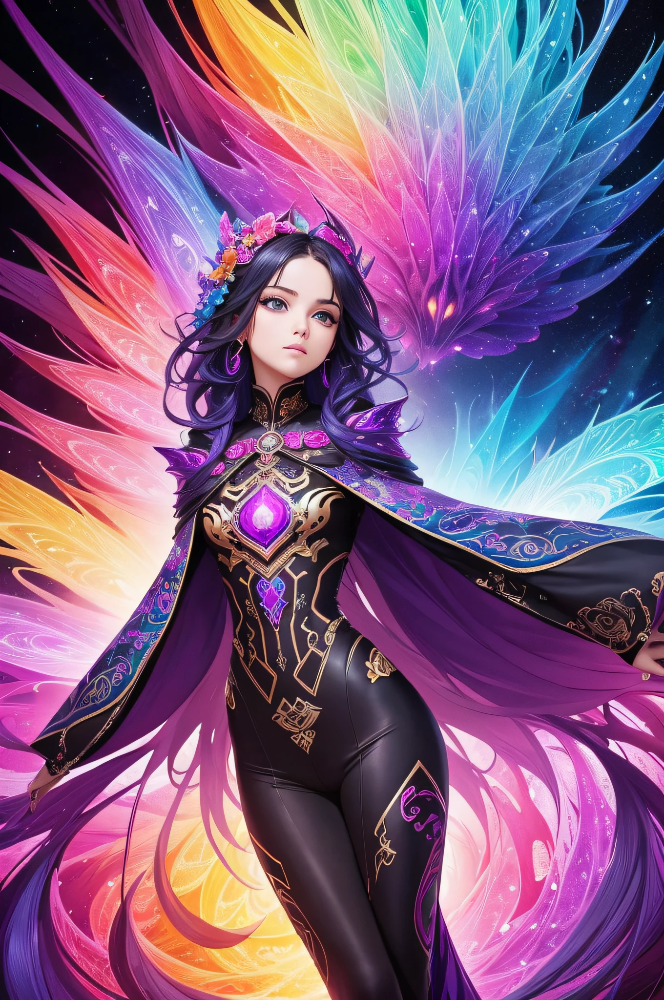(tmasterpiece,Top Quolity,best qualtiy,offcial art,Beauty and aesthetics:1.2),(1girl in),Extreme fineness,(s fractal art:1.3),highly colorful,best detailed,(Colorful Backgrounds 1.3 )