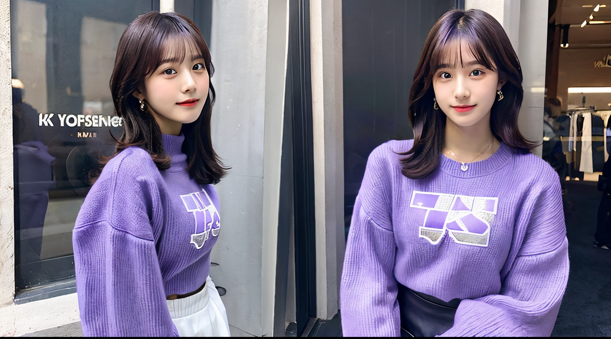 JK 18 years old in a purple miniskirt