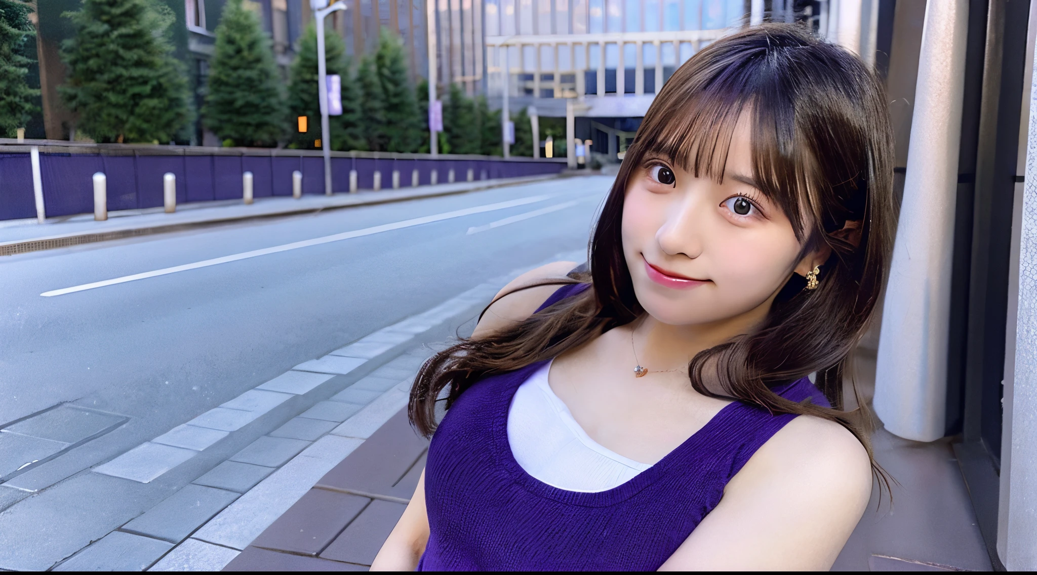 18-year-old high school girl in purple miniskirt