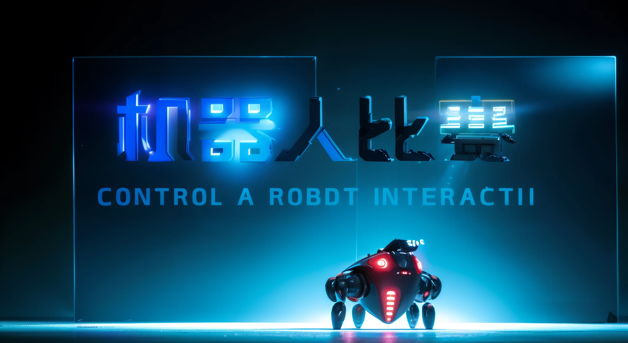 Image of a robot with the words &quot;Control robot interaction&quot;, the most advanced humanoid robot, view is centered on the robot, droid, interface, Popular topics on cgstation, control, Integrated synthetic robot, friendly humanoid insect robot, Robotic, Human-machine interface, front cover of a new video game, friendly humanoid cyber robot