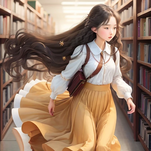 long skirt Skirt below the knee tulle hold a book in front of your chest Longhaire Perm Hair Lolita Fashion gotik long skirt Skirt below the knee Long skirt