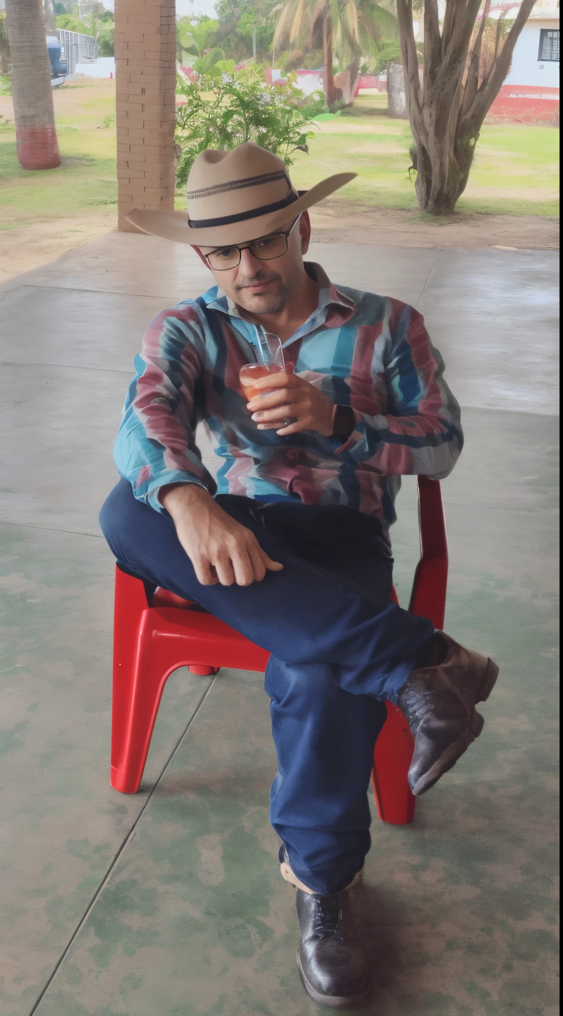Araffe sitting in a red chair with a drink in his hand, sentar-se casualmente, awkwardly holding red solo cup, com uma bebida, sentado em uma mesa, sentado, O Sr. Robert is drinking fresh tea, segurando uma bebida, potrait de corpo inteiro segurando garrafa, tiro de corpo inteiro, homem bebendo cerveja, sentado na cadeira