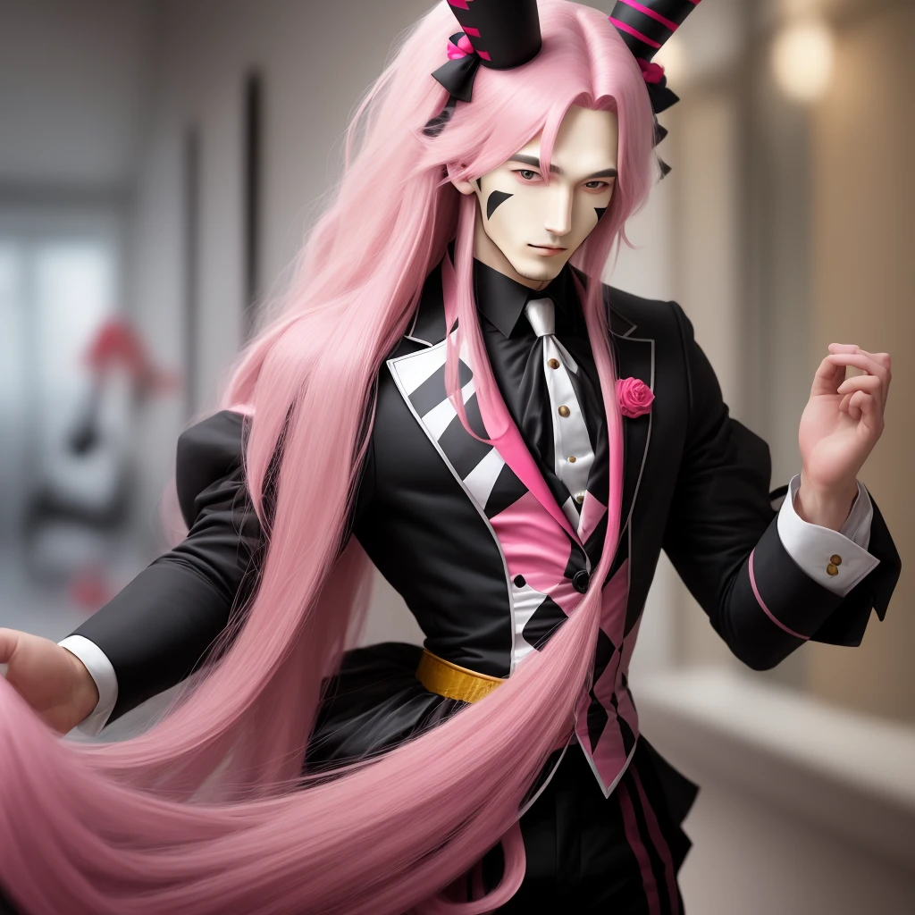 Long pink hair harlequin guy